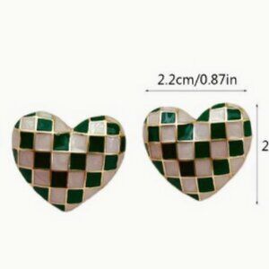Checkerboard Love Heart Stud Earrings